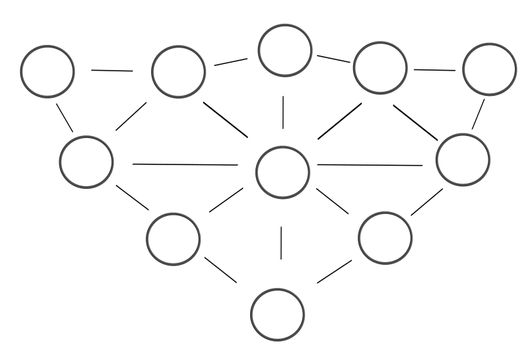 Various circle with lines Connected. Symbolizes network.