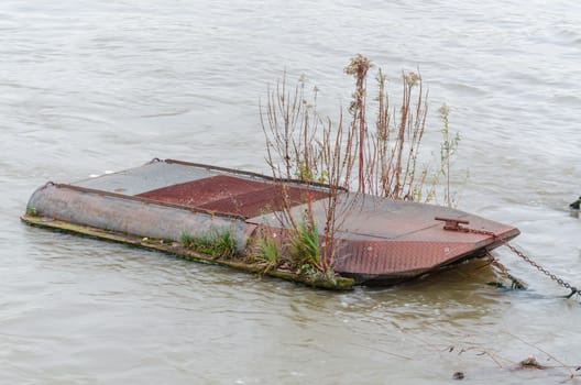 Pontoon, floating bridge, platform on the water.