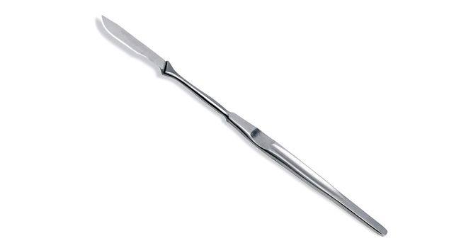 Medical scalpel on white background.