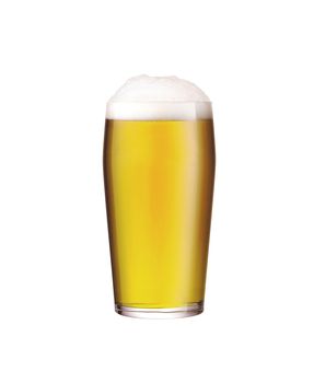 glass with beer on white background