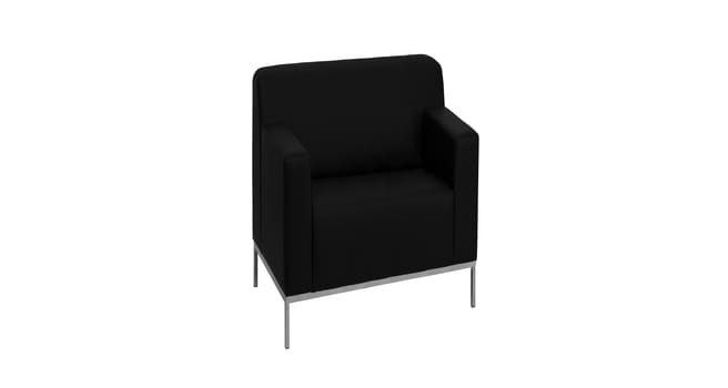 modern black leather sofa isolated against white background