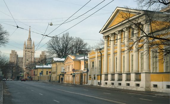 Street ViewBolshaya  Nikitskaya in Moscow winter day