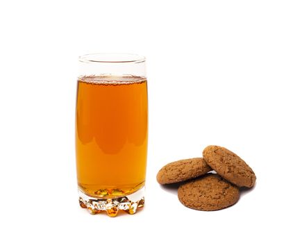 Apple juice in glass isolated on white background