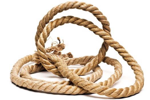 ship rope and knot isolated on white background