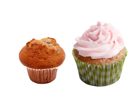 two muffins isolated on a white background