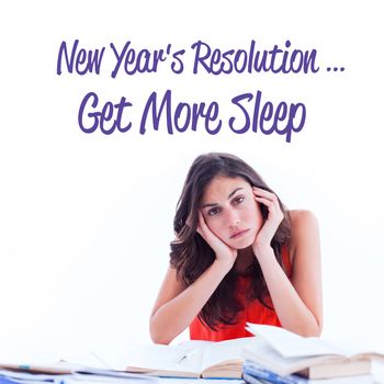 new years resolution against stressed student at desk