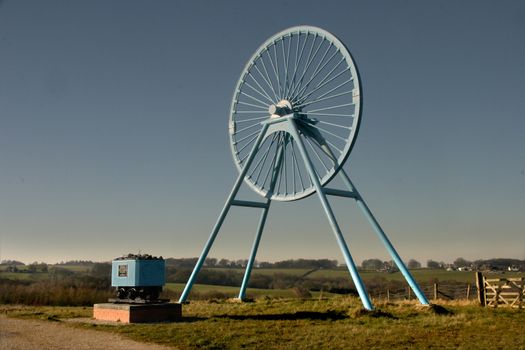 This pit wheel stands on the Apedale country park, which was where the last coal was mined in North Staffordshire.