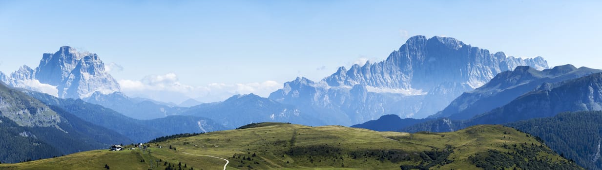 Panorama of the peak of Mount Pelmo and Mount Civetta, Dolomites - Italy