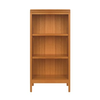 Empty bookshelf isolated on a white background closeup