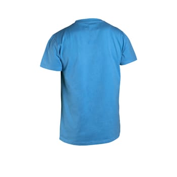 Blue man t-shirt isolated on white background closeup