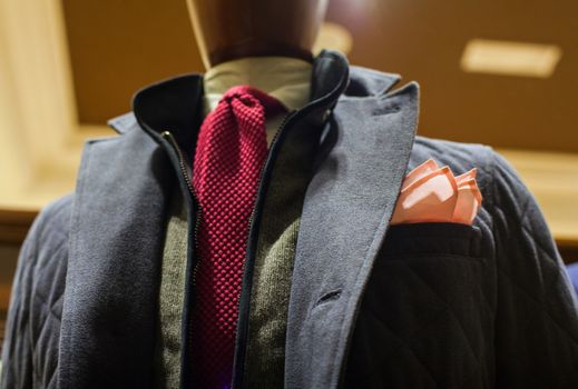 Close up of male suit exposed in the clothes shop