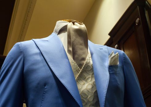 Close up of male suit exposed in the clothes shop