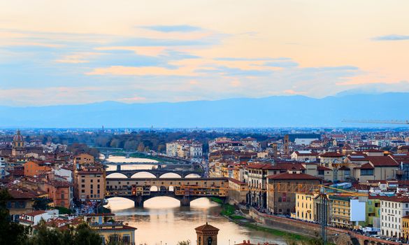 View of Ponte Vecchio in Florence, tuscany. Italy