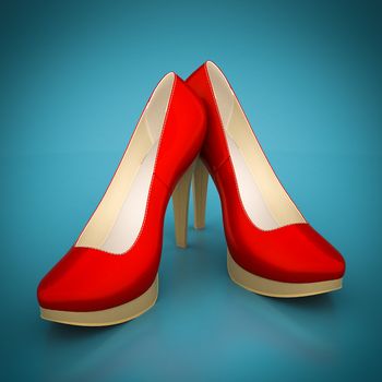 High heel shoes on a blue background