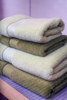 Stack of towels in the clothes shop