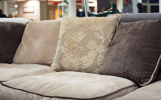 View of gray sofa in the living room