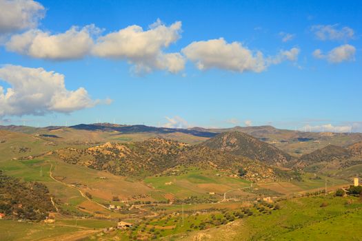 Viev of Mountain near the town of Leonforte, Sicily