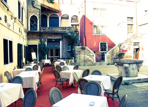 Venice, intimate and romantic restaurant between channels and bridges