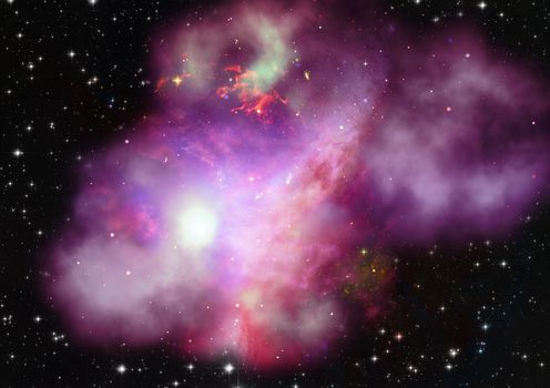 Far being shone nebula and star field against space. "Elements of this image furnished by NASA".