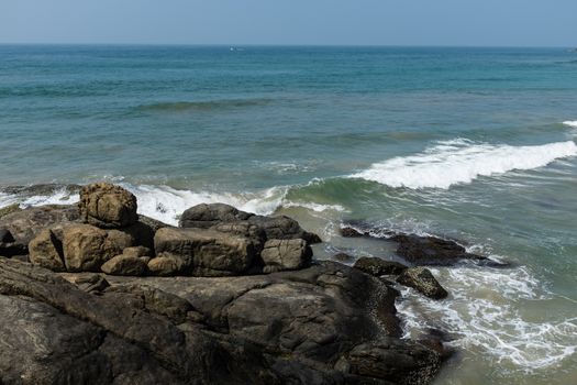 Indian ocean beach in Sri Lanka near Beruwala