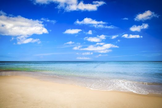 Blue sky and ocean beach in Portugal 