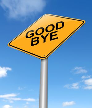 Illustration depicting a sign with a goodbye concept.