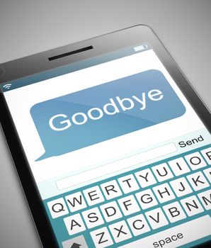Illustration depicting a phone with a goodbye text message concept.