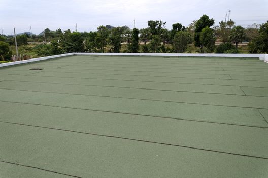 Membrane waterproofing, insulation on concrete slab.