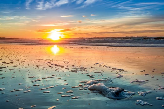 Beautiful orange sunset at the beach 