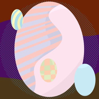 Abstract easter egg illustration over wavy dark background