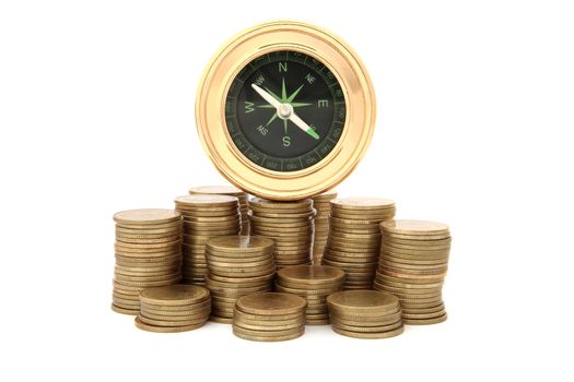 compass on money background