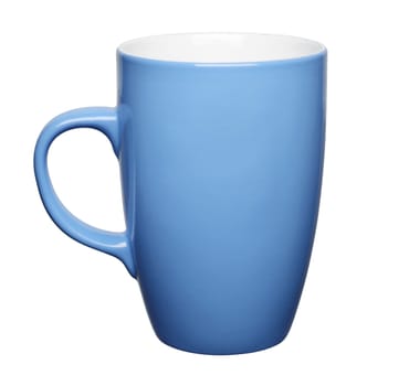 Blue cup on white background