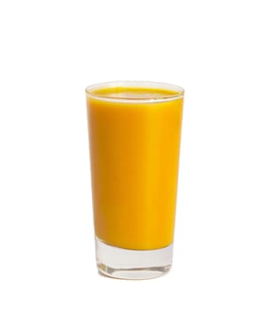 Full glass of orange juice on white background 