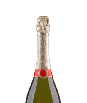 top of champagne bottle isolated on a white background