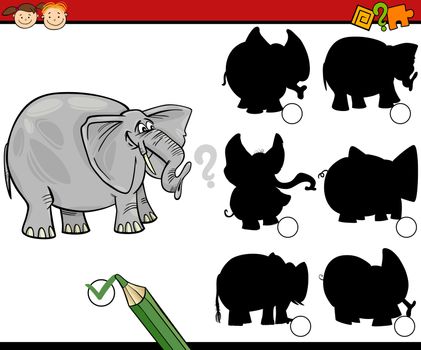 Cartoon Illustration of Education Shadow Matching Game for Preschool Children