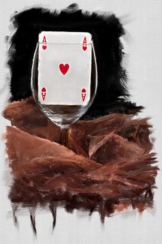 ace of hearts in a glass