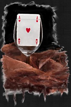 ace of hearts in a glass