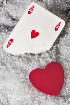 Ace of hearts and red heart