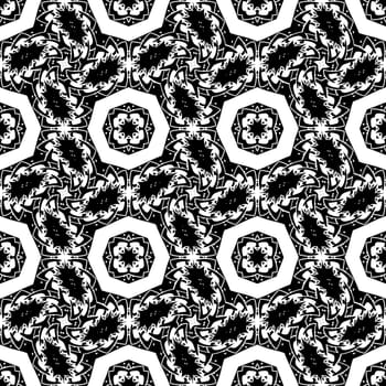 Digital computer graphic - seamless decorative ornament in a black - white colors for design.