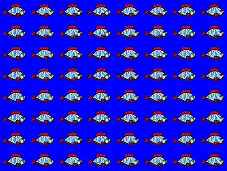 Digital computer graphic - seamless decorative ornament with a fishes for design.