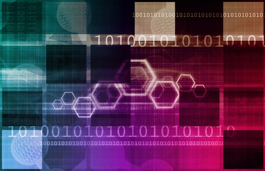 Futuristic Digital Network with Data Communication Art