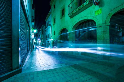 Tossa de Mar, Catalonia, Spain, 06.18.2013, Carrer Nou street at night, editorial use only