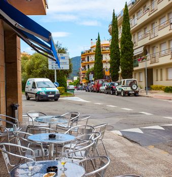 Spain, Catalonia - JUNE 20, 2013: Avenida Pelegri street in the Tossa de Mar town