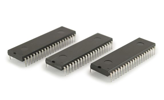 Three integrated circuits isolated on the white background