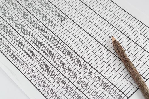 Souvenir pencil on the table with numbers