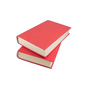 Two red books isolated on a white background