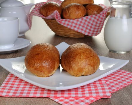 Dine freshly baked homemade cakes with milk
