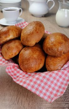 Freshly baked pies basket on the table