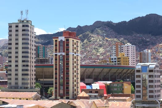 LA PAZ, BOLIVIA - OCTOBER 12, 2014: The sports stadium Estadio Hernando Siles in the district of Miraflores, one of the highest professional stadiums in the world, on October 12, 2014 in La Paz, Bolivia