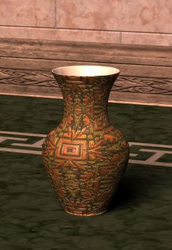 Traditional metallic vase on Floor made of marble